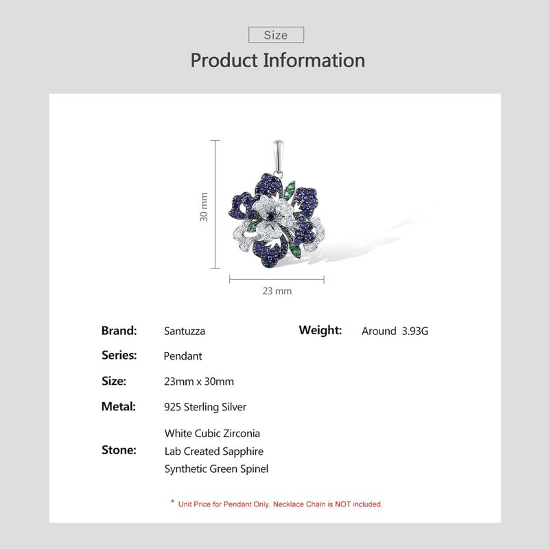 Santuzza Sterling Silver Gemstone Flower Pendant for Women - Image 4